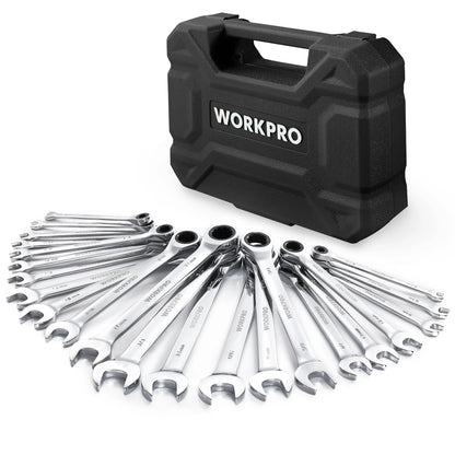 WORKPRO 23pc Ratcheting Wrench Set  with Box ,72 Teeth Wrench with Box, Wrench Repair  Tool Set