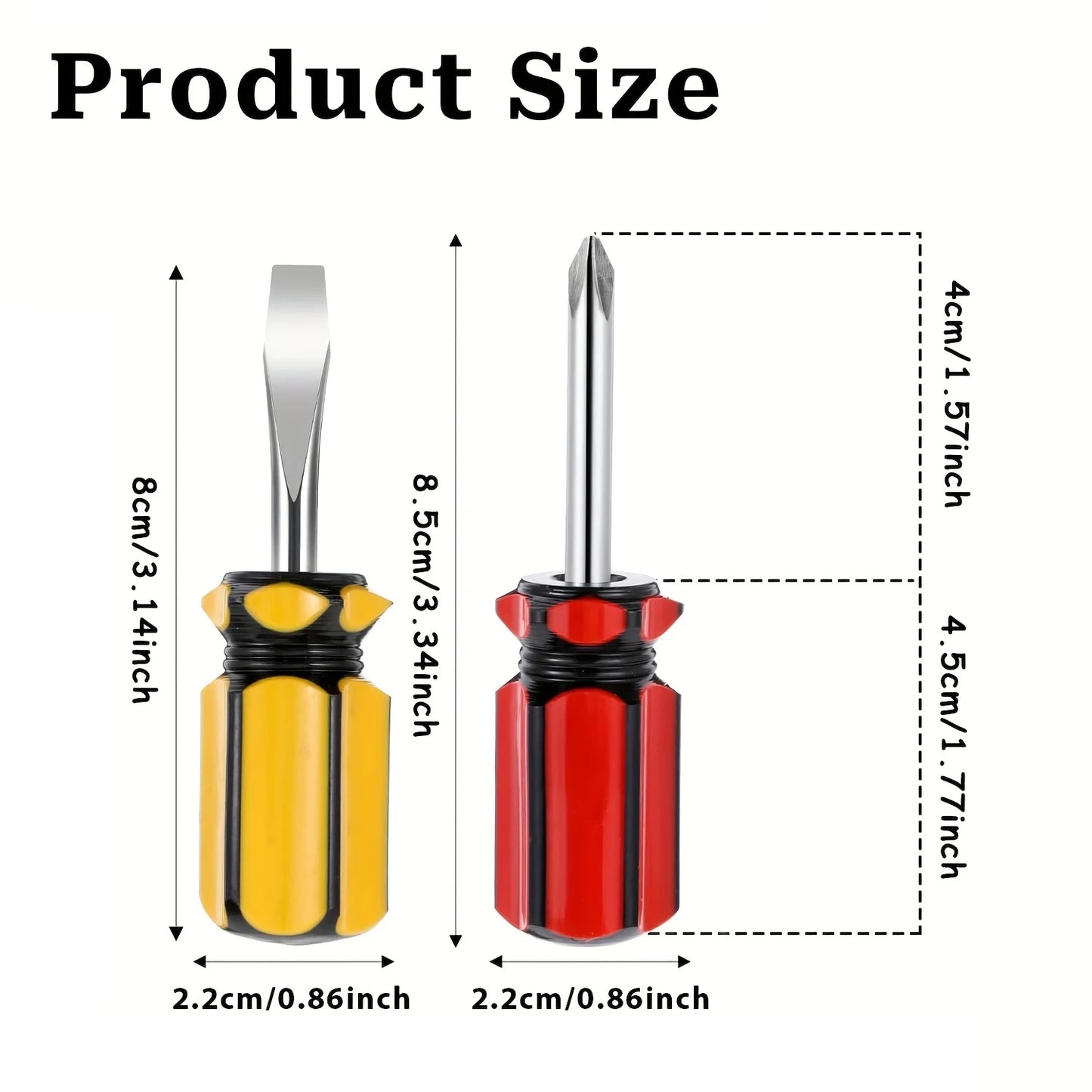 1/2Pcs small screwdriver short handle stubby screwdriver Phillips screwdriver and flat head screwdriver Pocket Screwdriver