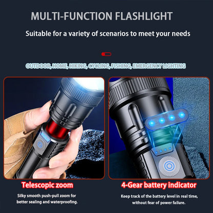 2pcs Strong Light Flashlight USB Rechargeable Small Xenon Lamp Portable Ultra Bright Long-range