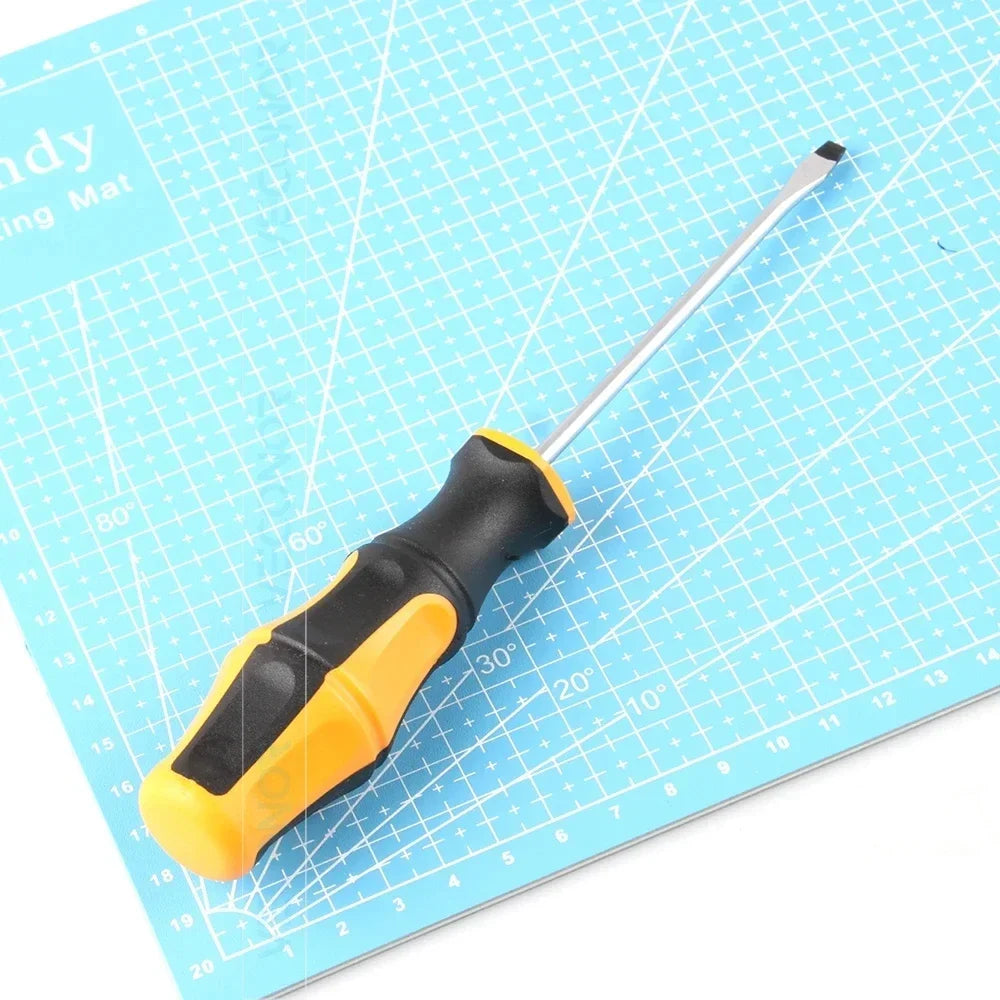 1pc Magnetic Slotted Flat Head Screwdriver Multifunctional Household Basic Anti Slip Manual Screw Drive Tool
