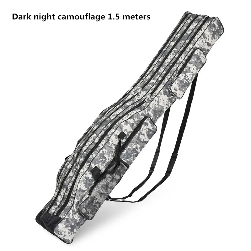 1.2m/1.5m three-layer foldable large belly sea fishing bag, double shoulder fishing rod bag, tool kit for outdoor storage