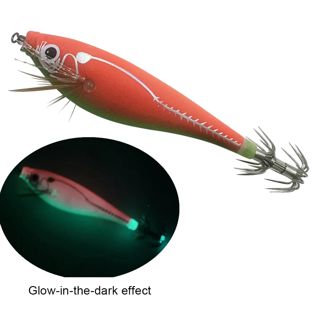 Luminous UV Blowing Tube Fishing Lure Wood Shrimp Bait Fishing Explosion Hook