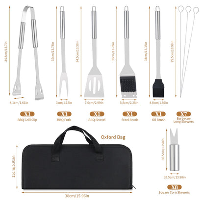 20PCS Barbecue Utensils, Grill Tools, Heavy Duty Stainless Steel Grill Sel