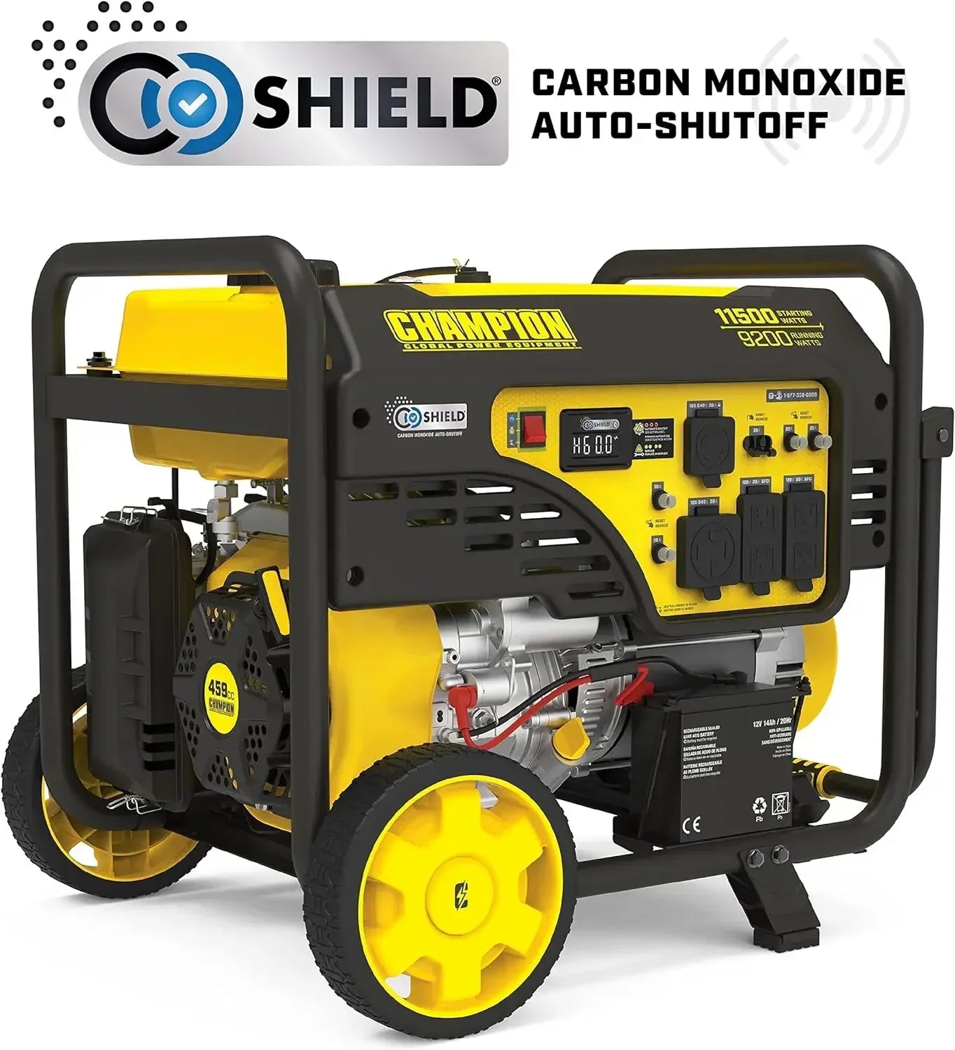 New  Equipment 201110 11,500/9,200-Watt Electric Start Portable Generator with CO Shield,Yellow   | USA | NEW