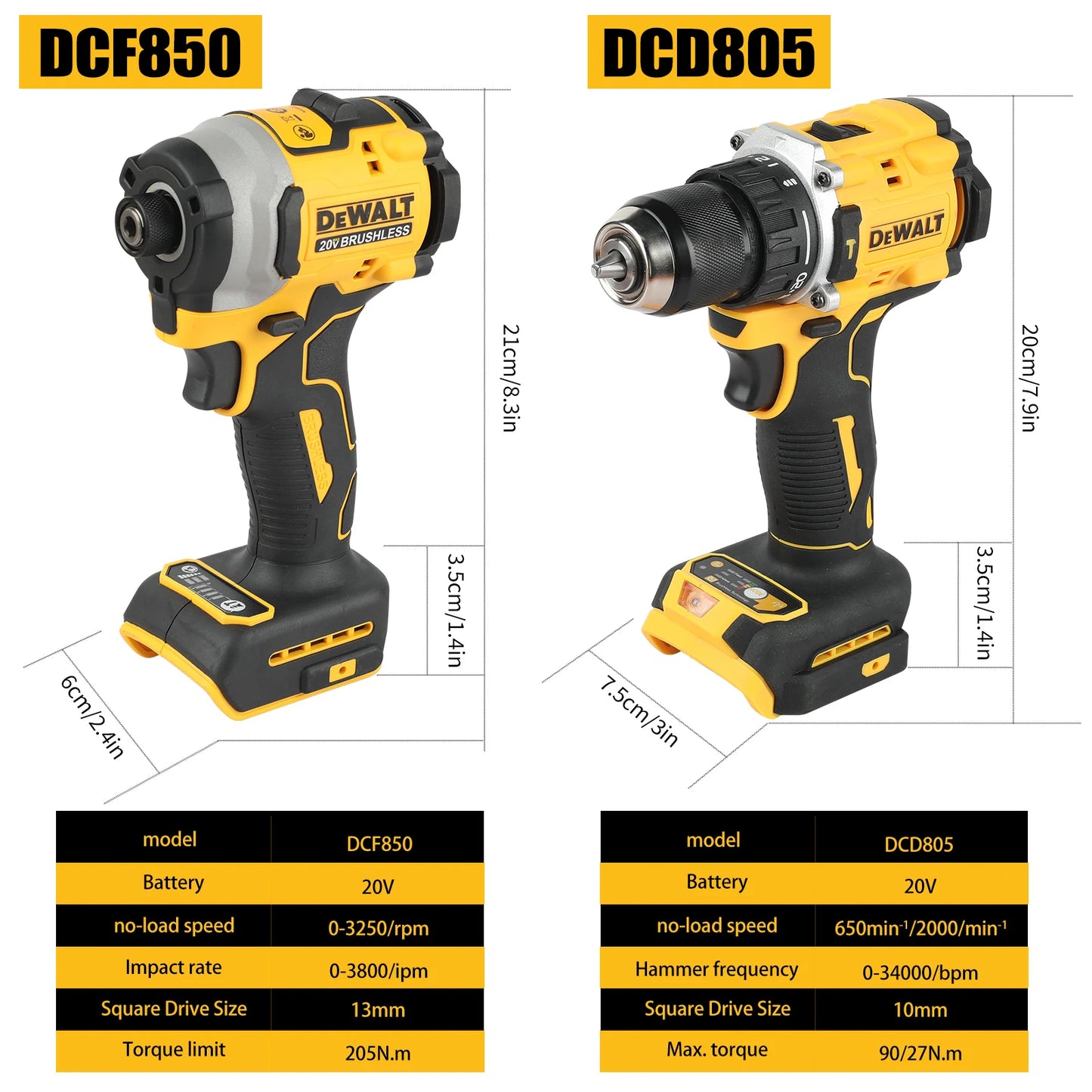2025 DeWalt lithium brushless electric screwdriver, electric hand drill, impact drill combination kit DCD805 DCF850