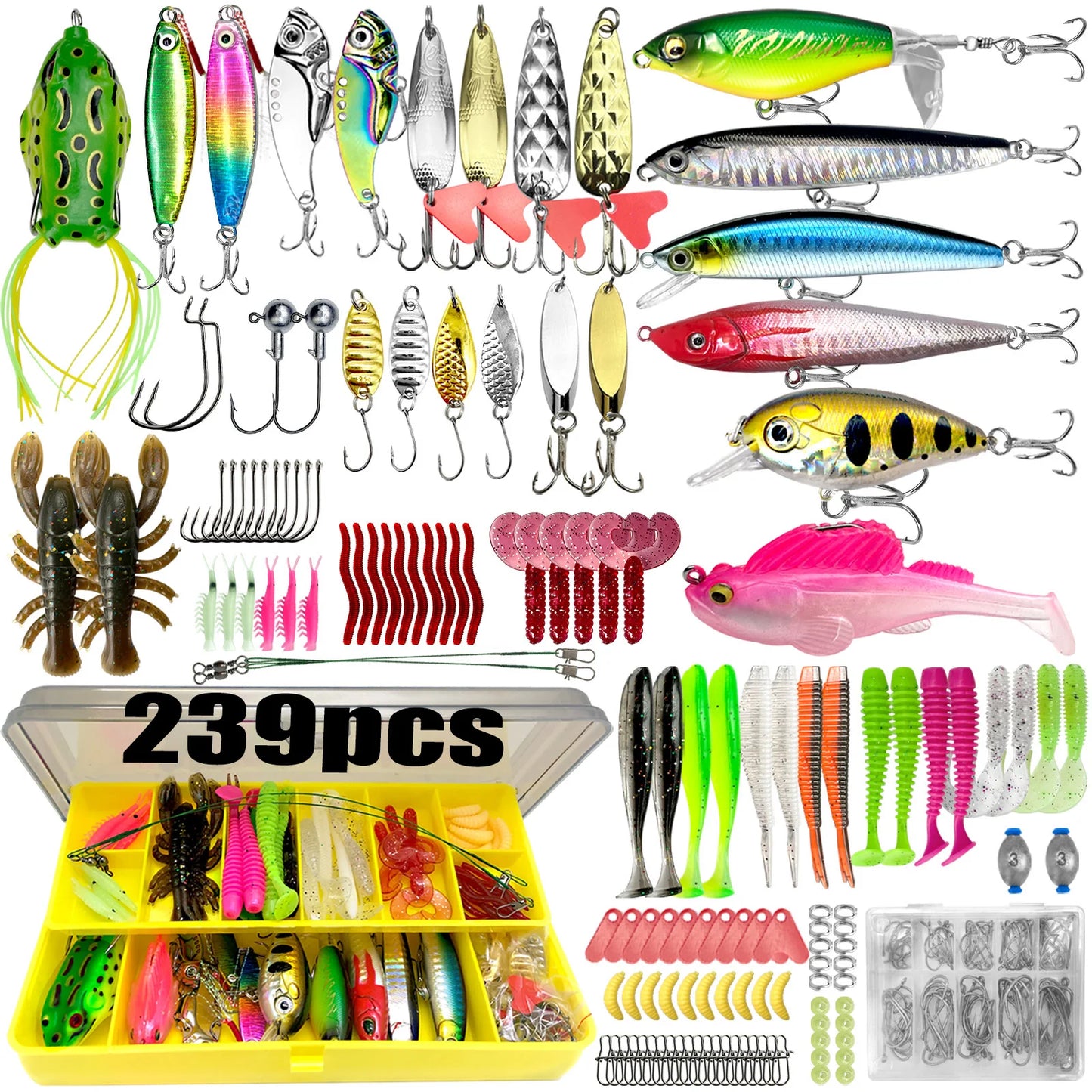 Fishing 83/133/193/239/409pcs Fishing Lure Kit For Trout/Pike/Bass Multi-Lure Fishing Set