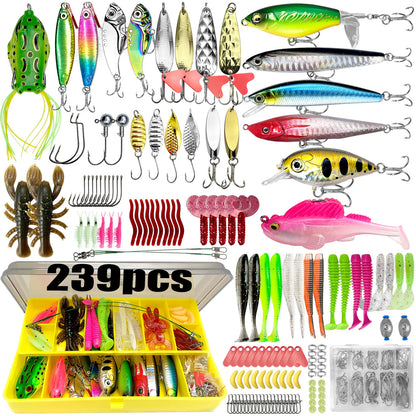 Fishing 83/133/193/239/409pcs Fishing Lure Kit For Trout/Pike/Bass Multi-Lure Fishing Set