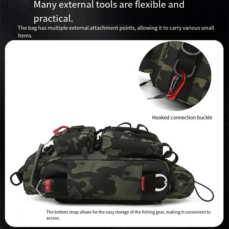 Fishing Tackle & Gear Sling Backpack with Rod Holder