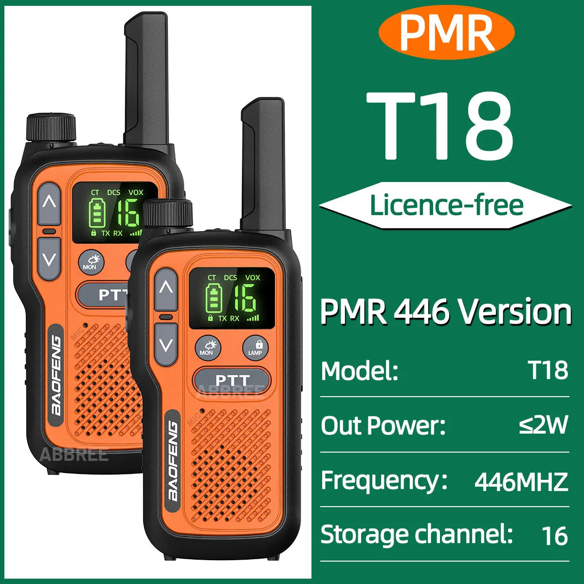 2PCS Baofeng BF-T18 Dual PTT Mini Walkie Talkie NOAA PMR FRS Flashlight Portable Long Range Support Type-C Two Way Ham Radio