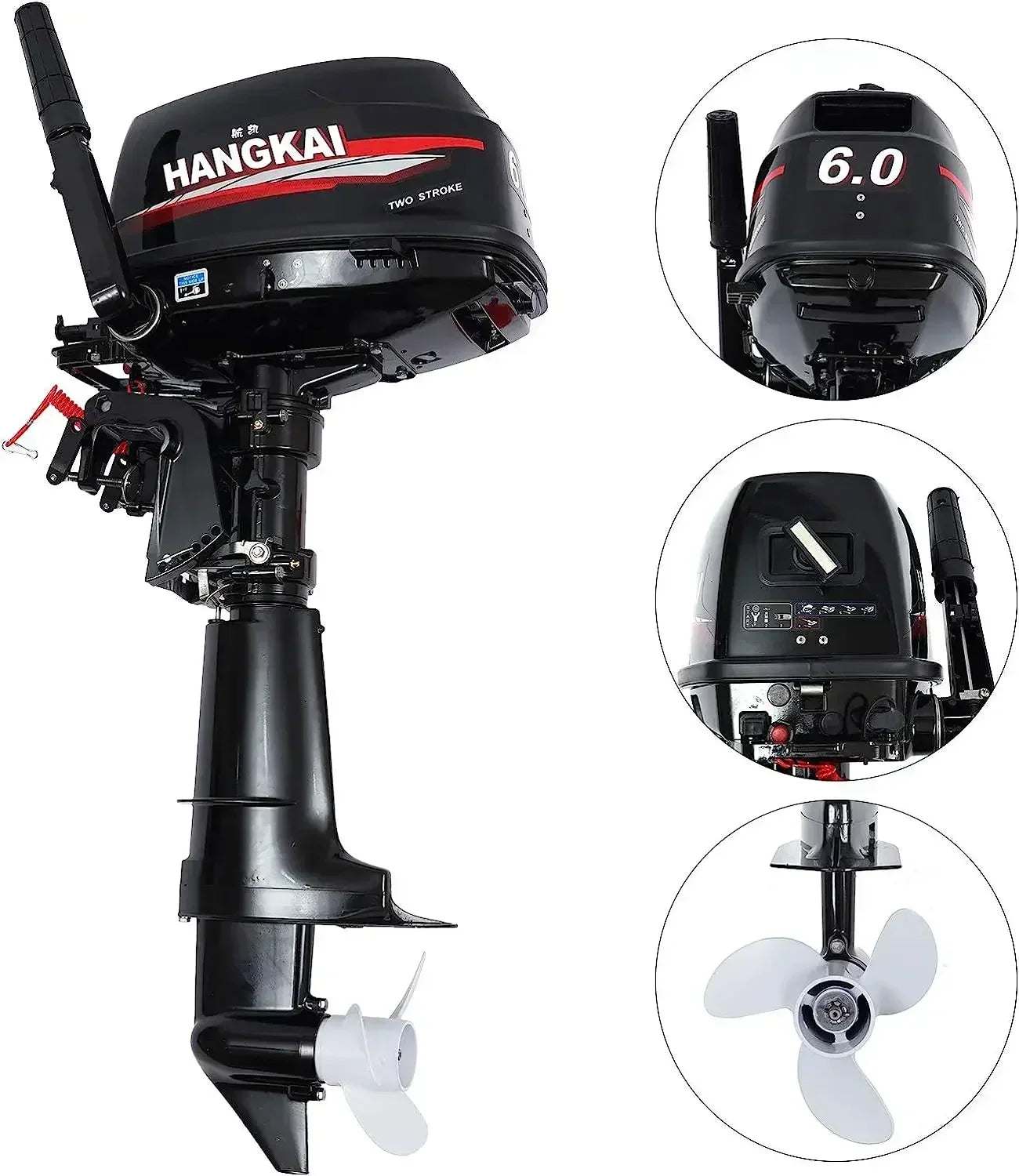18HP 2 Stroke Outboard Motor, Fishing Boat Engine Water Cooling 246CC