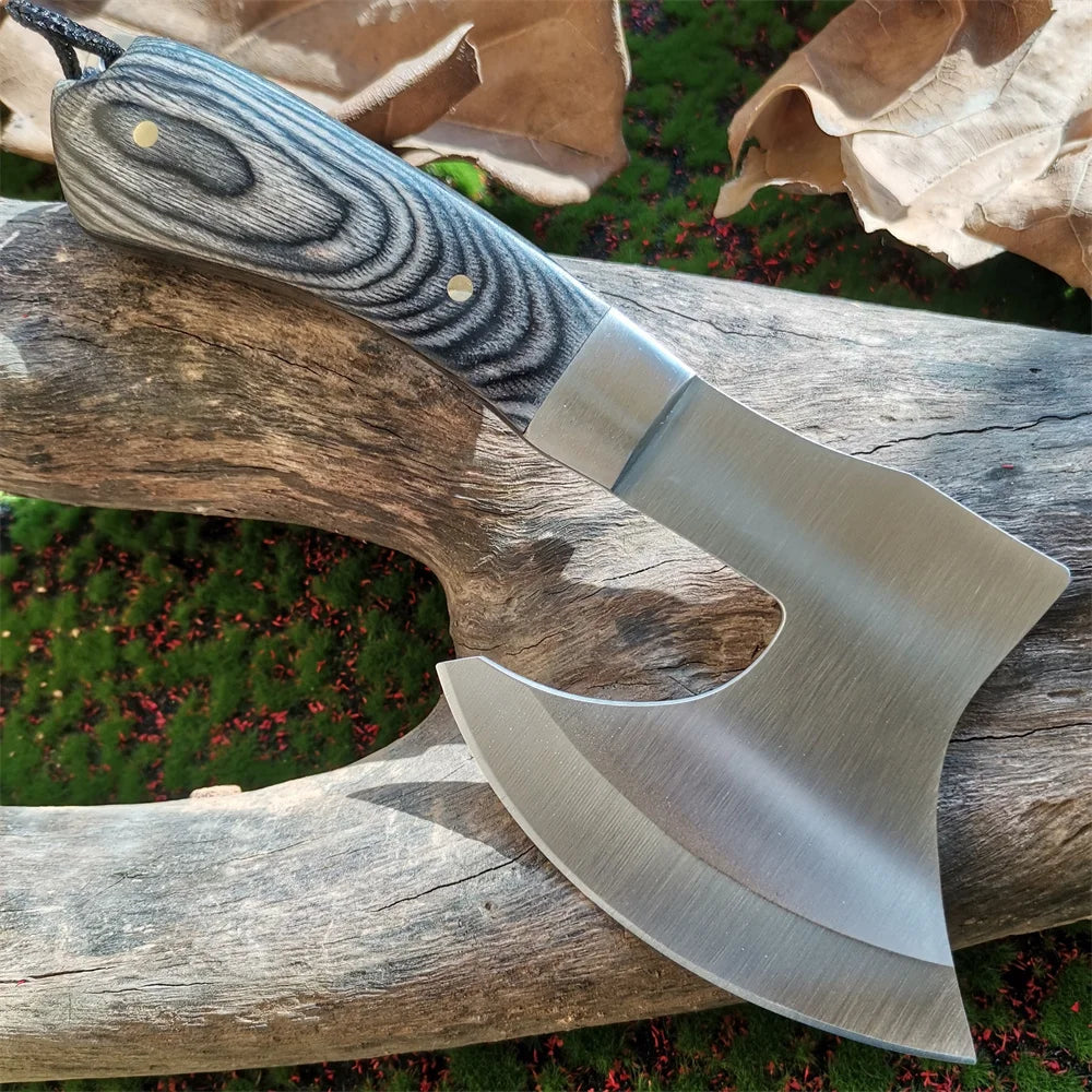 Portable Tactical Stainless Steel Camping Hunting Survival Axe with Colored Wooden Handle