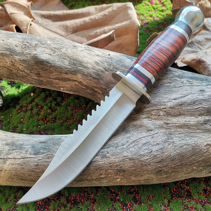 High-Quality 8CR15Mov Steel Blade Hunting Knife with Wooden Handle - Sharp and Reliable