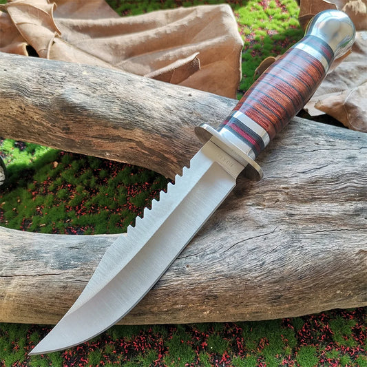 High-Quality 8CR15Mov Steel Blade Hunting Knife with Wooden Handle - Sharp and Reliable