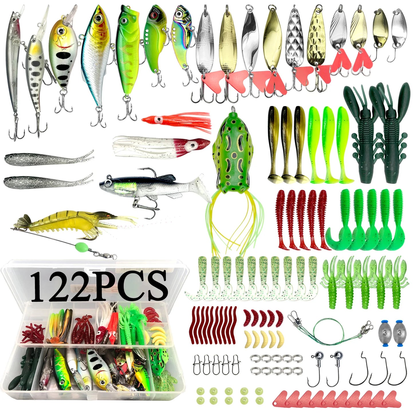 78/122/284pcs Fishing Lures Kit for Topwater Bait Rigs Tackle Kit