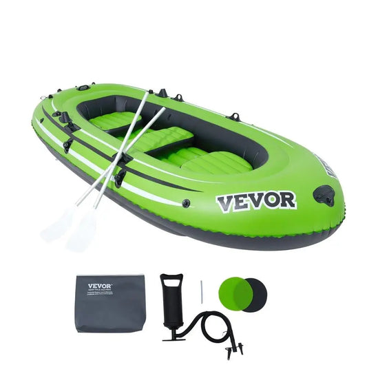 Inflatable Fishing Boat 3 Person Strong PVC Portable Raft Kayak Aluminum Oars Fishing