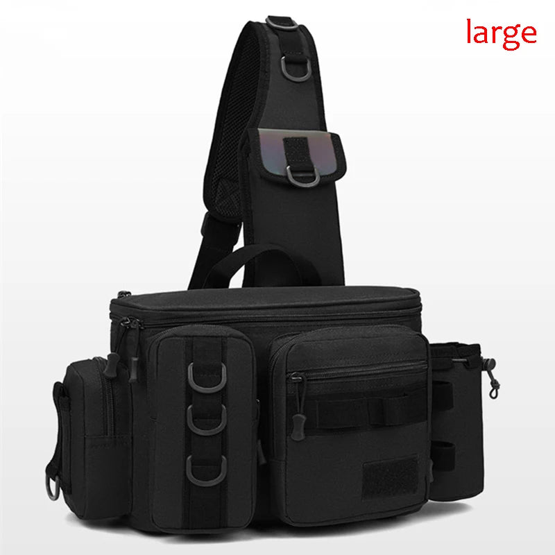 Fishing Tackle & Gear Sling Backpack with Rod Holder