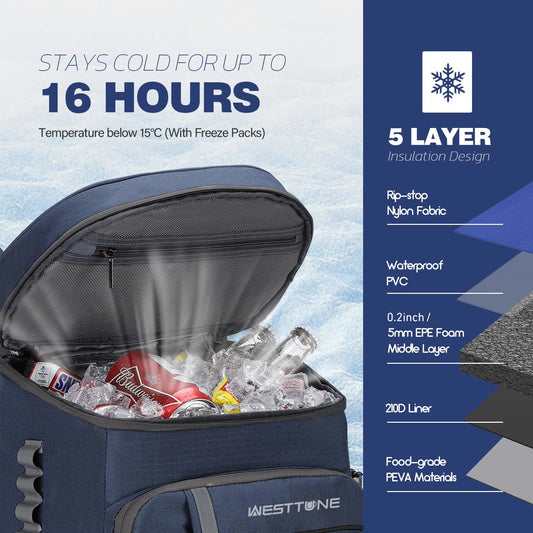 WESTTUNE 35 Can Cooler Backpack Leakproof Insulated