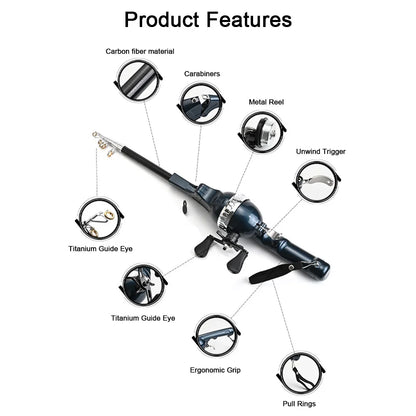 1Set Portable Folding Fishing Rod Telescopic