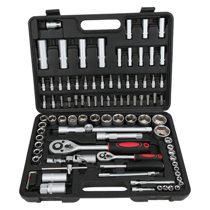 Screwdriver Tool Set Mechanics Wrench Set Wrench Socket Screwdriver Tool Set Kit Mechanics 1/2 1/4in with Case