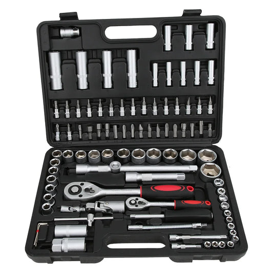 Screwdriver Tool Set Mechanics Wrench Set Wrench Socket Screwdriver Tool Set Kit Mechanics 1/2 1/4in with Case