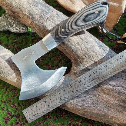 Portable Tactical Stainless Steel Camping Hunting Survival Axe with Colored Wooden Handle
