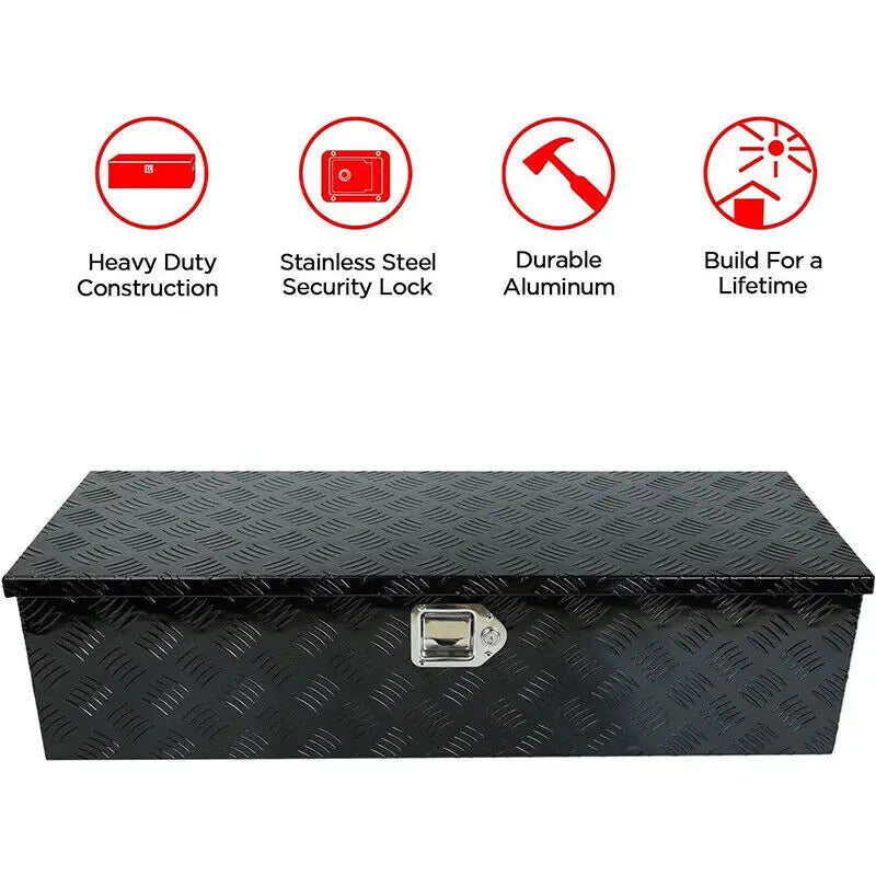 39"X13"X10" BLACK ALUMINUM PICKUP TRUCK TRUNK BED TOOL BOX TRAILER STORAGE+LOCK