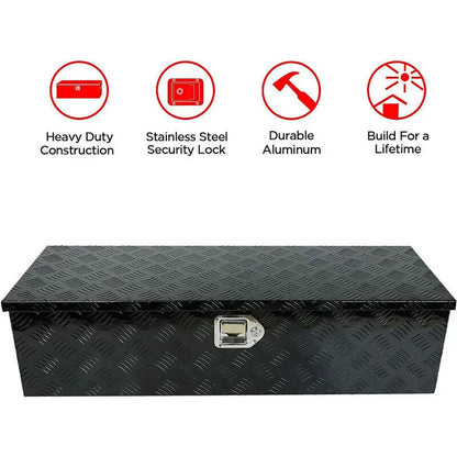 39"X13"X10" BLACK ALUMINUM PICKUP TRUCK TRUNK BED TOOL BOX TRAILER STORAGE+LOCK