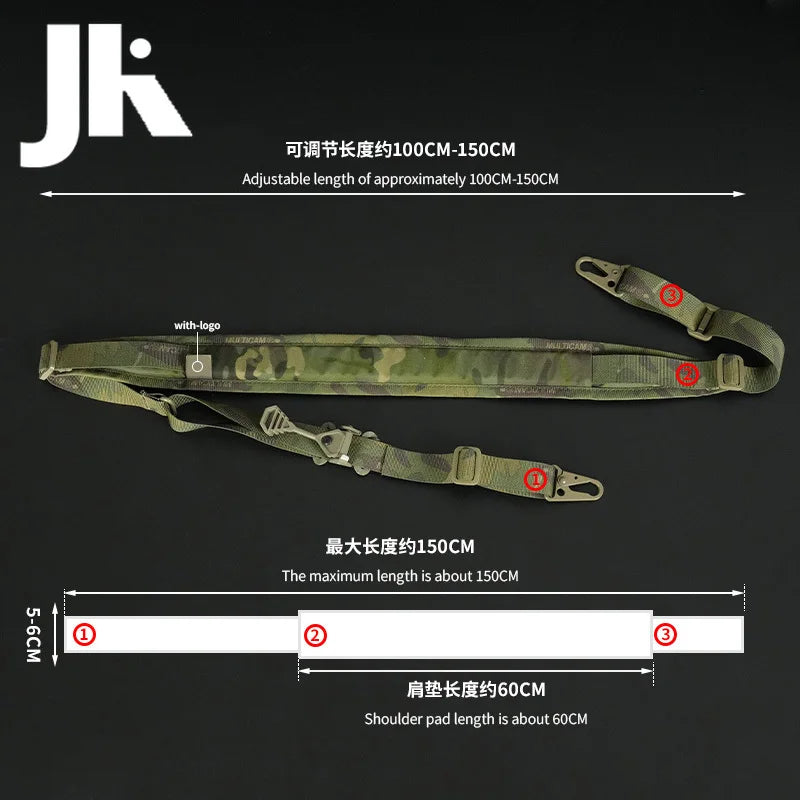 Tactical Quick Release Sling Strap 2 Points Adjustable Rifle Nylon Strap Outdoor Hunting Weapon HK416