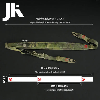 Tactical Quick Release Sling Strap 2 Points Adjustable Rifle Nylon Strap Outdoor Hunting Weapon HK416