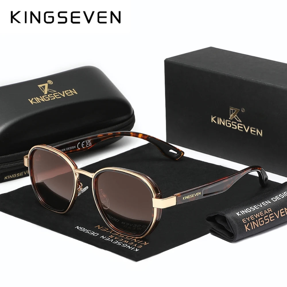 KINGSEVEN Brand Original Sunglasses Men Polarized UV400 Luxury Women Eyewear Male Outdoor Round Frame Causal Fashion Glasses