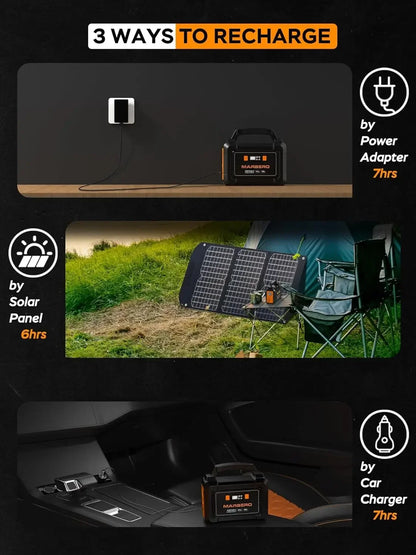 2024New Portable Power Station 200W Peak Solar Generator 167Wh Camping Battery Power Supply with 110V AC Outlet 2 DC Ports 4 USB