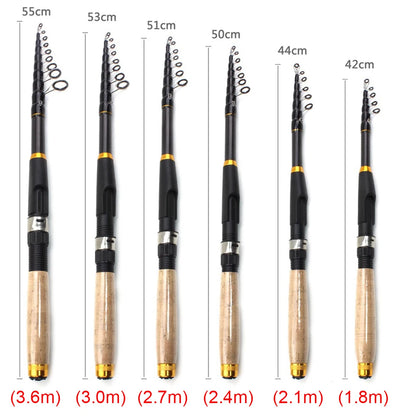 Ultrashort Telescopic Fishing Rod Multifunction Spinning Rod Carbon Fishing Fish Pole