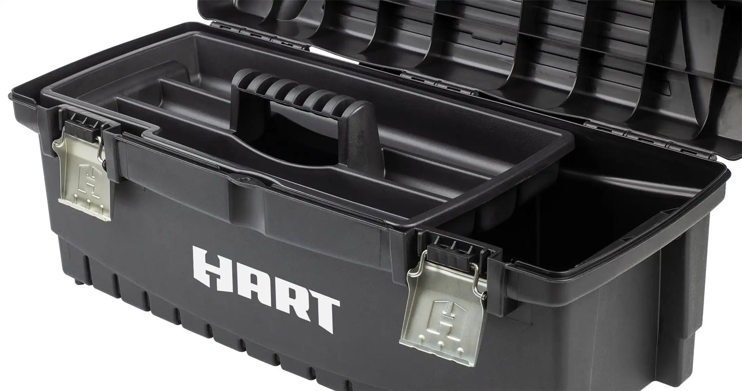 HART 26" Toolbox, Resin Tool Storage and Organization, Black with Blue Accents
