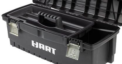 HART 26" Toolbox, Resin Tool Storage and Organization, Black with Blue Accents