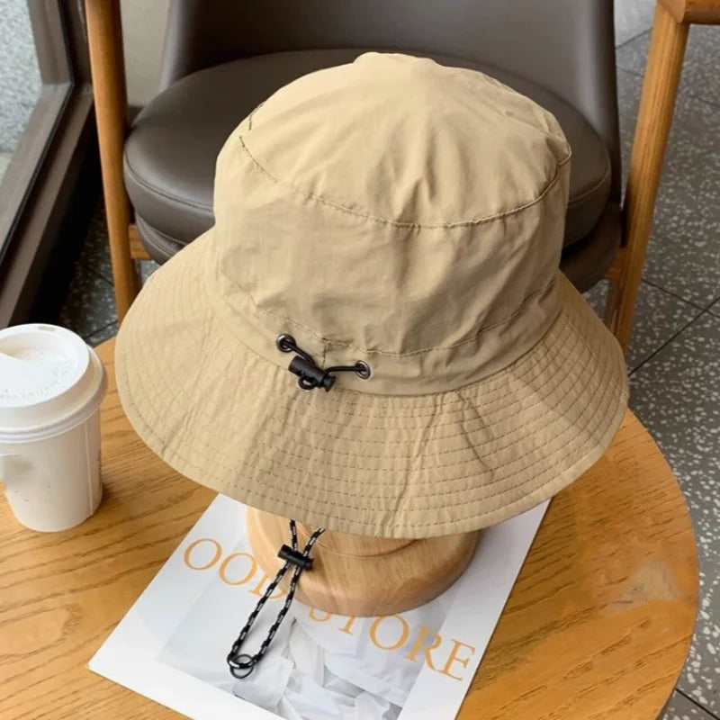 Protable Waterproof Cycling Hiking Camping Suncreen Fisherman Bucket Hat Sunhat Men Women Summer Big Brim Anti-UV Panama Caps