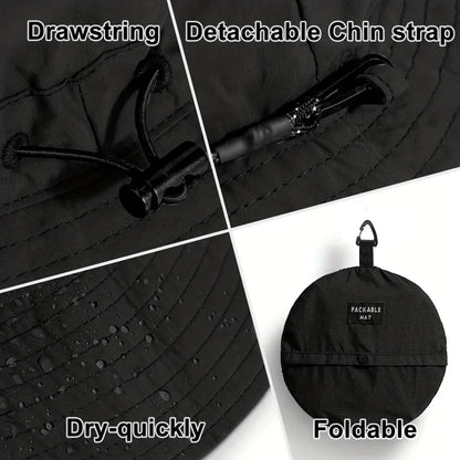 Protable Waterproof Cycling Hiking Camping Suncreen Fisherman Bucket Hat Sunhat Men Women Summer Big Brim Anti-UV Panama Caps