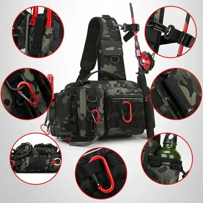 Fishing Tackle Backpack Lure Box Gear Storage Bag Fanny Pack for Men Fly Fishing