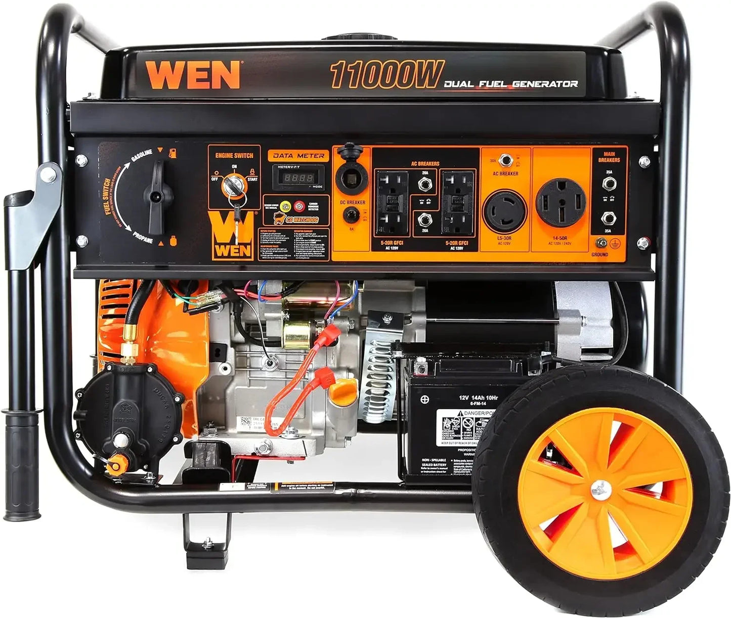 2024 HOT DF1100X 11000-Watt Electric Start Portable Generator with Wheel Kit and CO Shutdown Sensor, Black   | USA | NEW