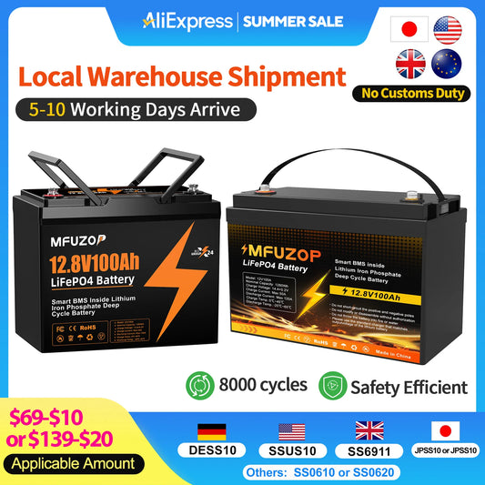 12V 100Ah Lithium LiFePO4 Battery with 100A BMS Perfect for RV,Golf Cart,Solar Power System,