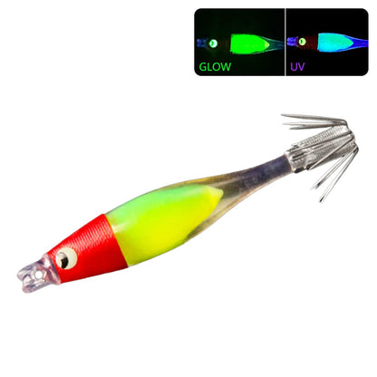 Luminous UV Blowing Tube Fishing Lure Wood Shrimp Bait Fishing Explosion Hook