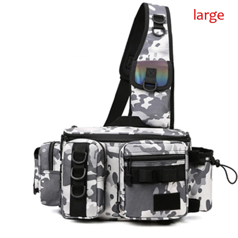 Fishing Tackle & Gear Sling Backpack with Rod Holder