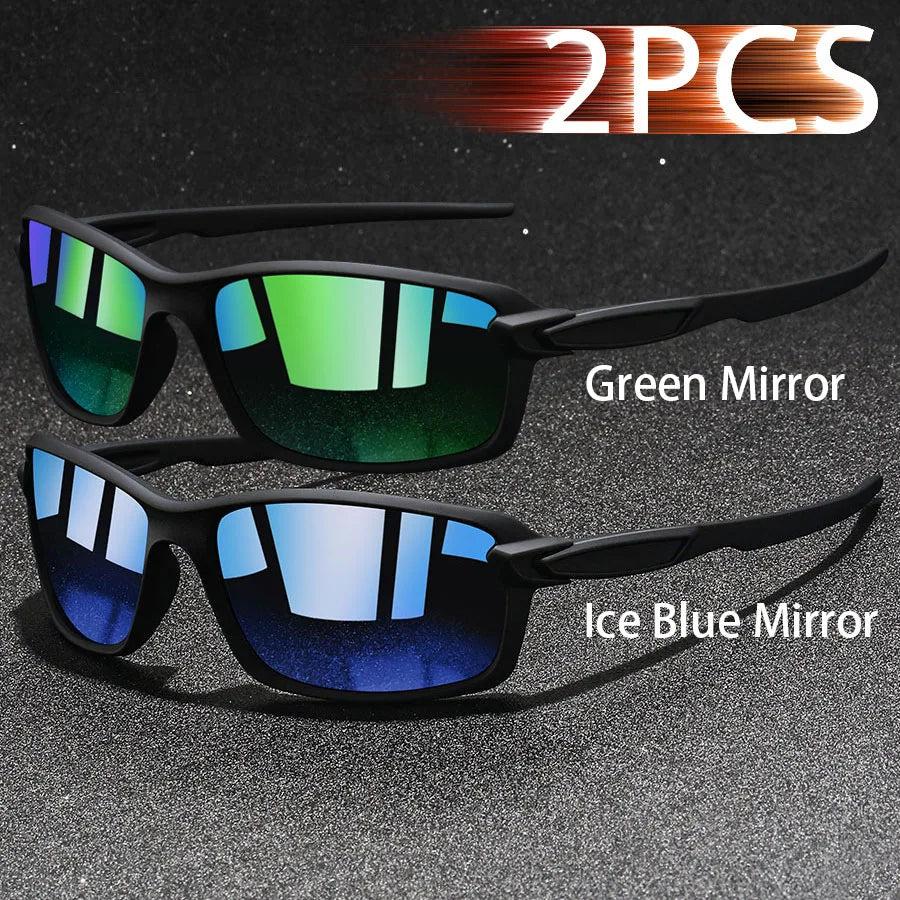 2 PCS Fashion Vintage Sunglasses Men Women Fishing Driving Man Luxury Brand Designer Sun Glasses Anti-Glare Retro Eyewear UV400