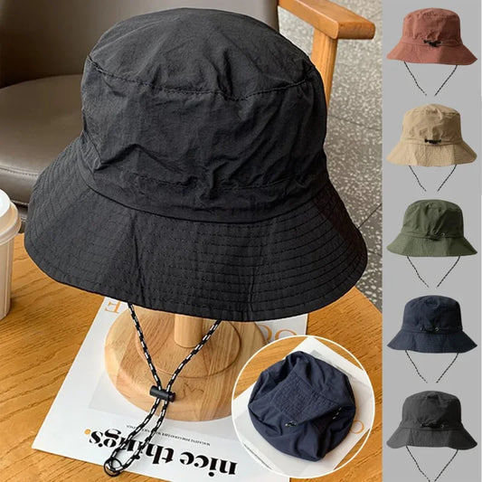 Protable Waterproof Cycling Hiking Camping Suncreen Fisherman Bucket Hat Sunhat Men Women Summer Big Brim Anti-UV Panama Caps