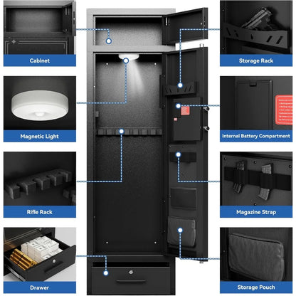 10-15 Gun Safes for Home Rifle and Pistols, Large Gun Cabinets for Rifles and Shotguns,Gun