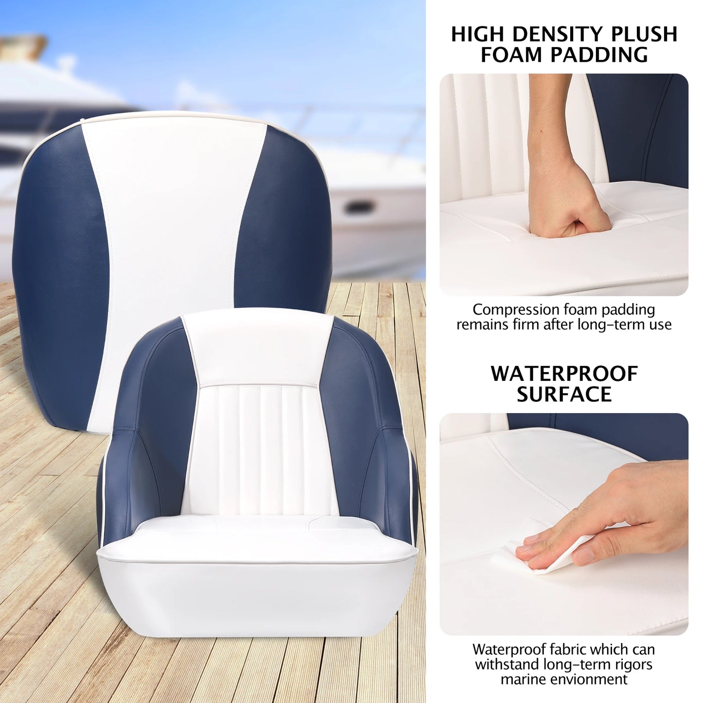 Captain Bucket Seat, Pontoon Boat Seat with Thickened Sponge Padding,