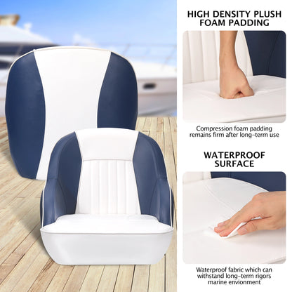 Captain Bucket Seat, Pontoon Boat Seat with Thickened Sponge Padding,