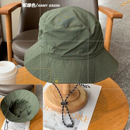 Protable Waterproof Cycling Hiking Camping Suncreen Fisherman Bucket Hat Sunhat Men Women Summer Big Brim Anti-UV Panama Caps