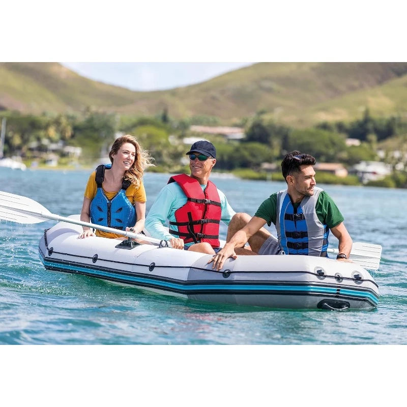 68376EP Mariner 4 Inflatable Boat Set Includes Deluxe 54in Boat Oars and High-Output Pump