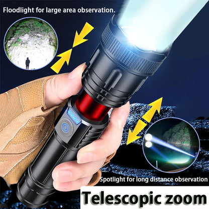 2pcs Strong Light Flashlight USB Rechargeable Small Xenon Lamp Portable Ultra Bright Long-range
