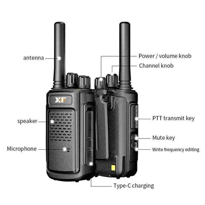 XF-888S 8W 5200mAh Walkie Talkie Two-way Radio UHF 400-470MHz 16CH Walkie-talkie Radios Transceiver Match Baofeng Radio